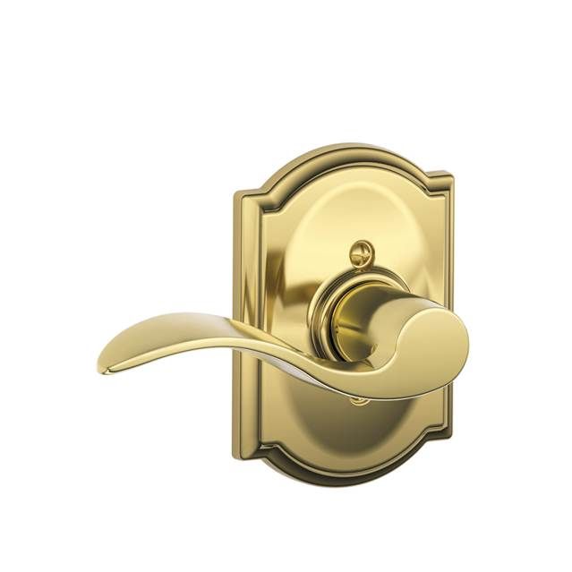 Schlage F170ACC605CAMLH Left Hand Accent Lever, Camelot Rose, Half Dummy, Bright Brass Finish