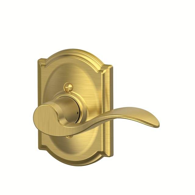 Schlage F170ACC608CAMRH Right Hand Accent Lever, Camelot Rose, Half Dummy, Satin Brass Finish