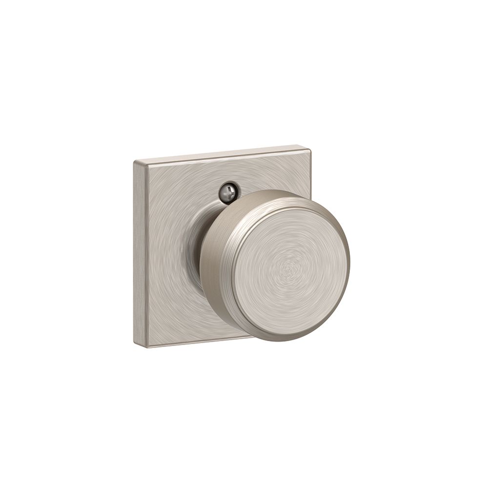 Schlage F170BWE619COL Bowery Knob with Collins Rose, Half Dummy, Satin Nickel Finish