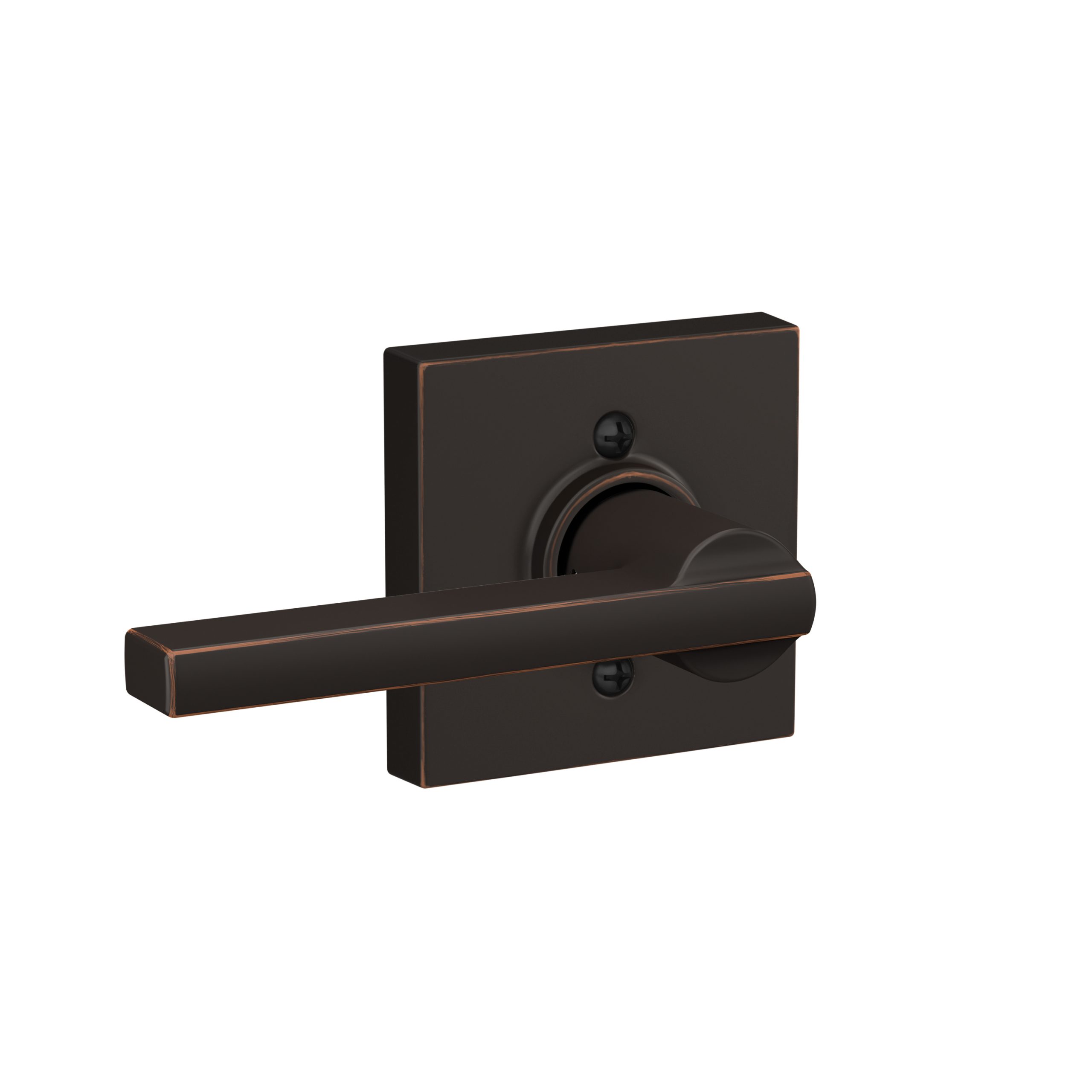 Schlage F170LAT716COL Latitude Lever with Collins Rose Half Dummy – Aged Bronze Finish