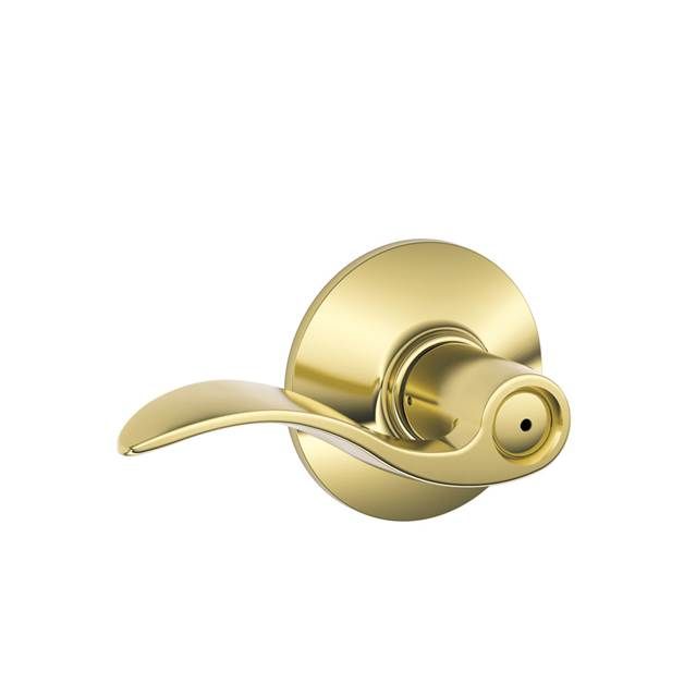 Schlage F40ACC605619RH Right Hand Accent Lever Privacy Lock, Bright Brass, Satin Nickel Finish