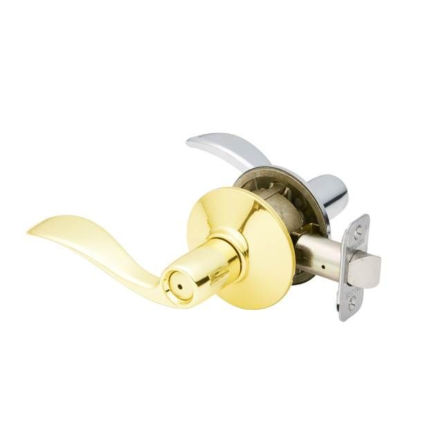 Schlage F40ACC605625RH Right Hand Accent Privacy Lock, Bright Brass, Chrome Finish