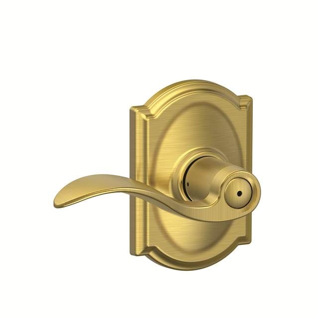 Schlage F40ACC608CAM Accent Lever Privacy Lock with Camelot Rose, Satin Brass Finish