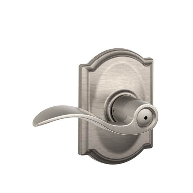 Schlage F40ACC619CAM Accent Lever Camelot Rose Privacy Lock, Satin Nickel, 16080 Latch