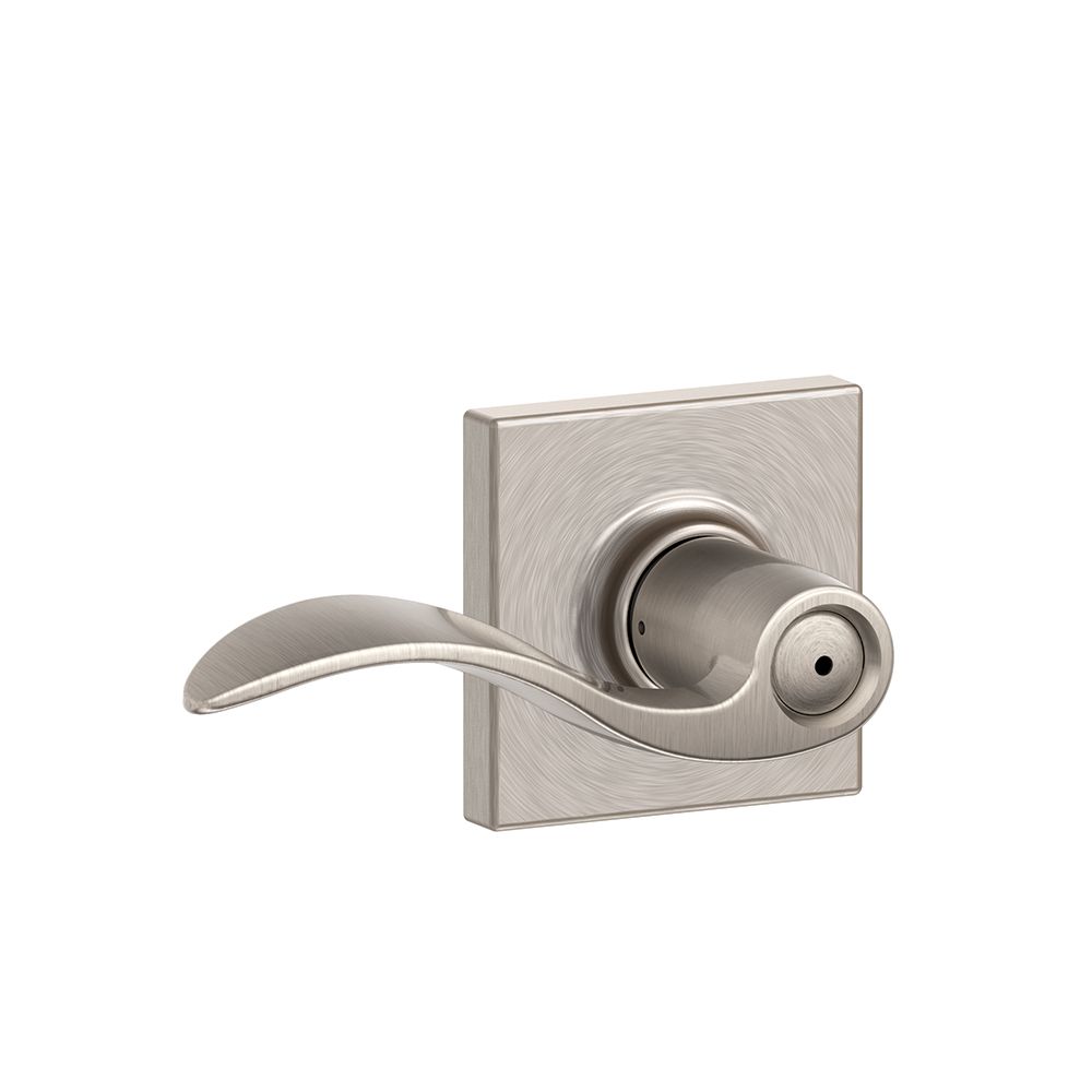Schlage F40ACC619COL Accent Lever Collins Rose Privacy Set, Satin Nickel, 16080 Latch, 10027 Strike