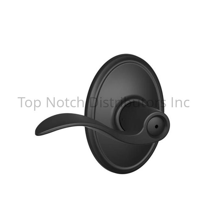 Schlage F40ACC622WKF Accent Lever with Wakefield Rose Privacy Lock, Matte Black Finish