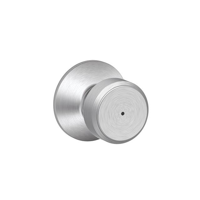 Schlage F40BWE626 Bowery Privacy Knob Lock Set with 16080 Latch 10027 Strike, Satin Chrome
