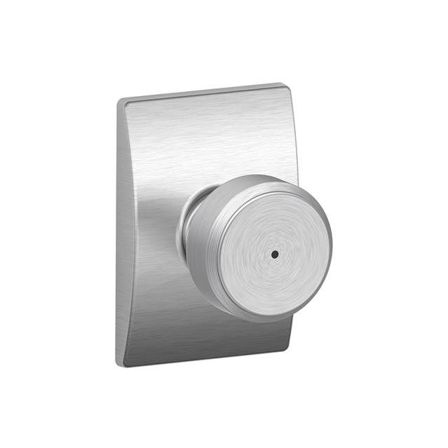 Schlage F40BWE626CEN Bowery Knob with Century Rose Privacy Lock, Satin Chrome Finish