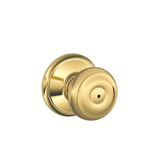 Schlage F40GEO605625 Georgian Privacy Knob Lock, 16080 Latch, 10027 Strike, Bright Brass Finish