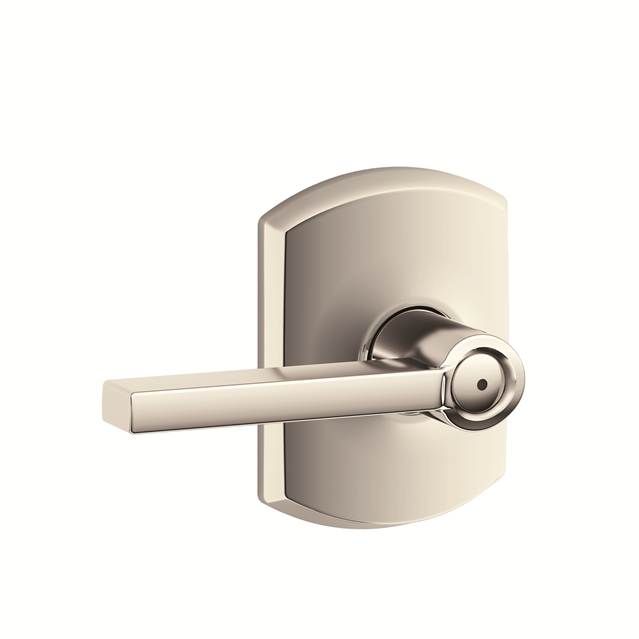 Schlage F40LAT618GRW Latitude Lever Privacy Lock with Greenwich Rose, Bright Nickel Finish