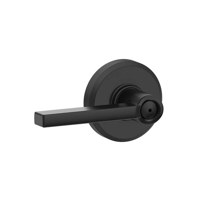 Schlage F40LAT622GSN Latitude Lever with Greyson Rose Privacy Lock, Matte Black Finish