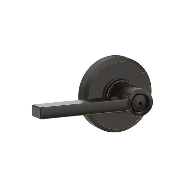 Schlage F40LAT716GSN Latitude Lever with Greyson Rose Privacy Lock, Aged Bronze Finish