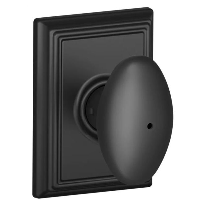 Schlage F40SIE622ADD Siena Knob with Addison Rose Privacy Lock, Matte Black Finish