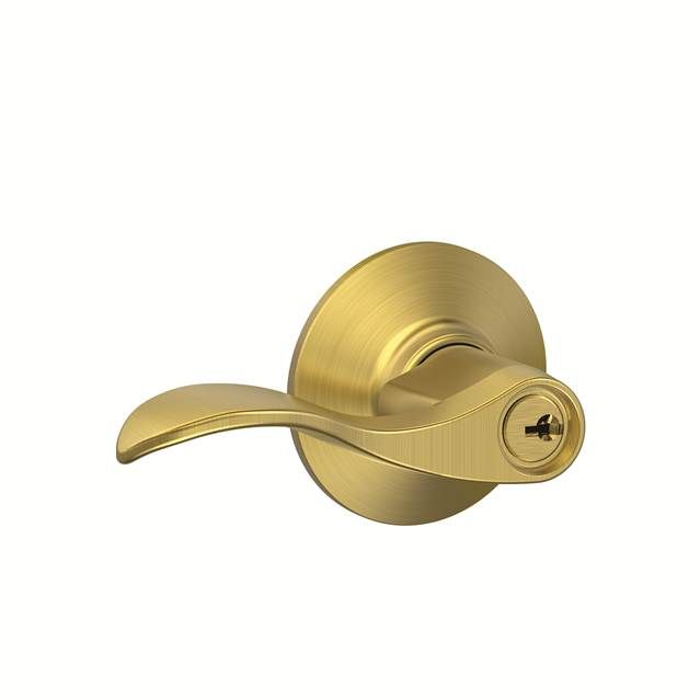 Schlage F51AACC608 Accent Lever Keyed Entry Lock C Keyway, Satin Brass Finish