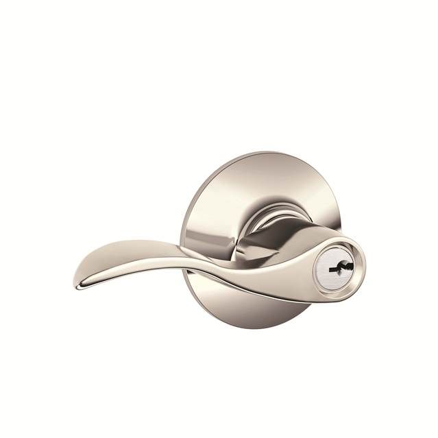 Schlage F51AACC618 Accent Lever Keyed Entry Lock C Keyway, Bright Nickel Finish