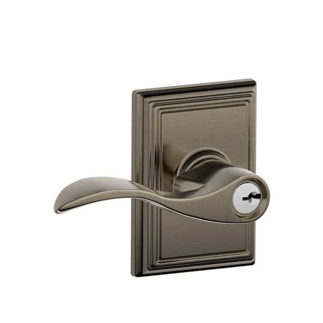 Schlage F51AACC620ADD Accent Lever with Addison Rose Keyed Entry Lock, Antique Nickel Finish