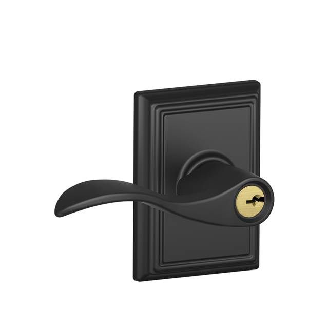 Schlage F51AACC622ADD Accent Lever with Addison Rose Keyed Entry Lock, Matte Black Finish