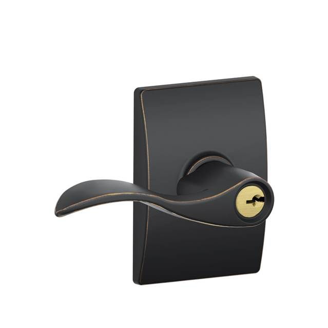 Schlage F51AACC716CEN Accent Lever Century Rose Keyed Entry Lock C Keyway Aged Bronze Finish