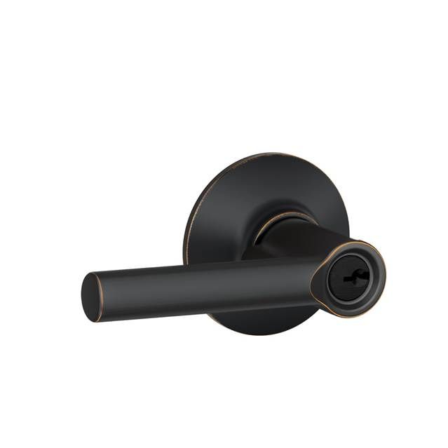 Schlage F51ABRW716 Broadway Lever Keyed Entry Lock C Keyway Aged Bronze with Latch Strike