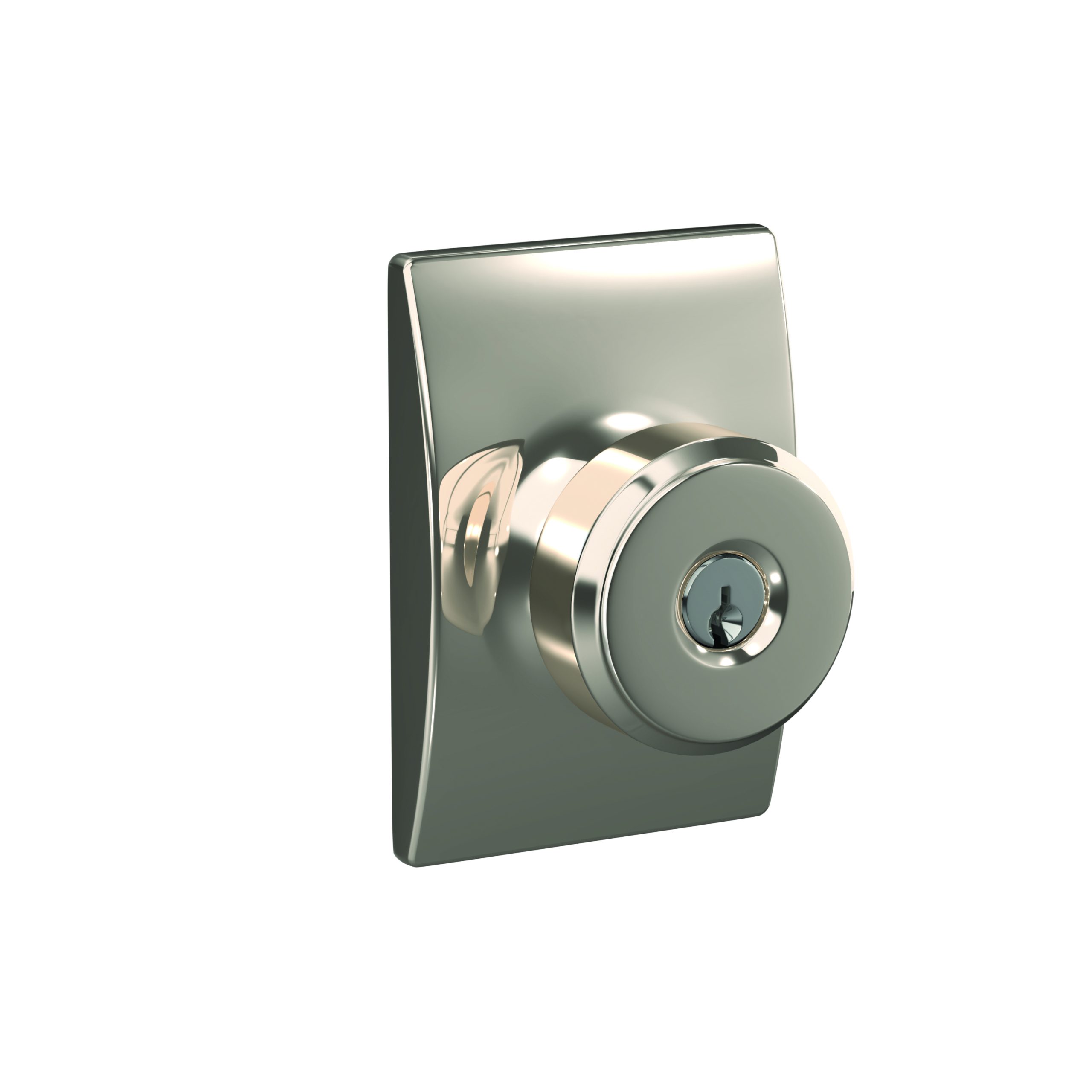 Schlage F51ABWE618CEN Bowery Knob with Century Rose Keyed Entry Lock, Bright Nickel Finish
