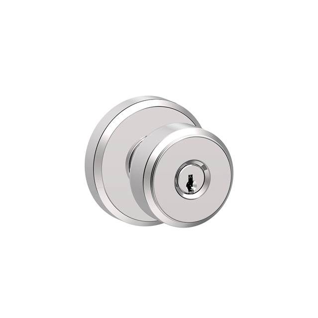 Schlage F51ABWE625GSN Bowery Knob Greyson Rose Keyed Entry Lock, Bright Chrome Finish