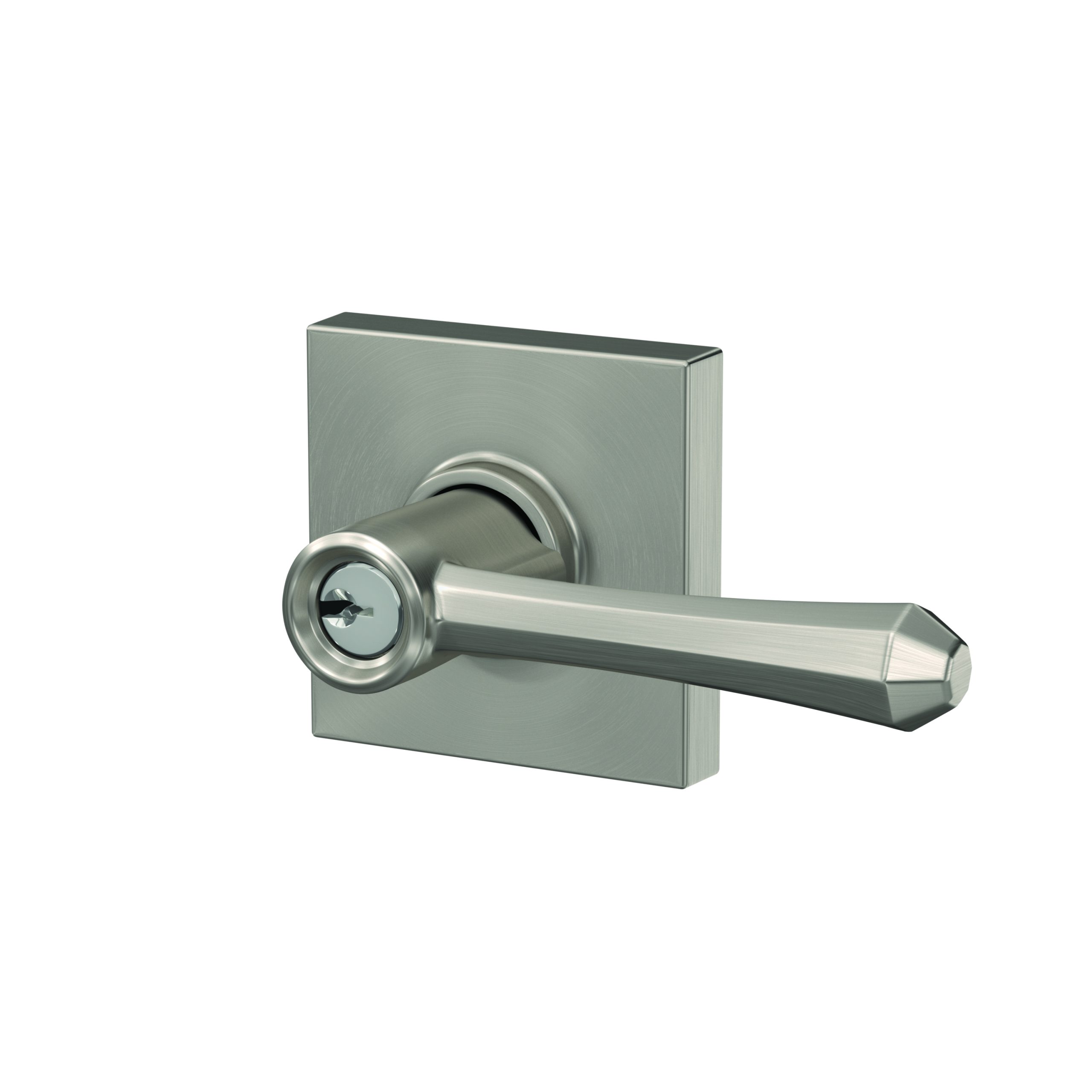 Schlage F51ADMP619COL Schlage Dempsey Lever with Collins Rose Keyed Entry Lock, Satin Nickel