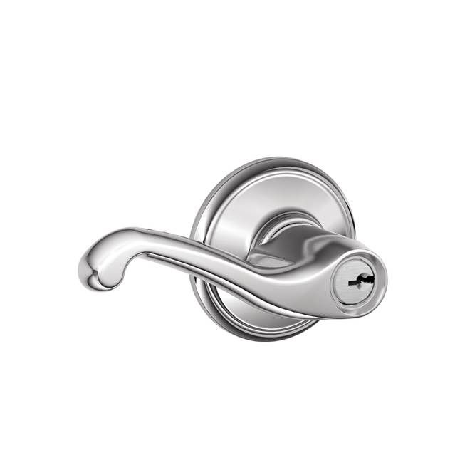 Schlage F51AFLA625 Flair Lever Keyed Entry Lock, C Keyway, Bright Chrome Finish