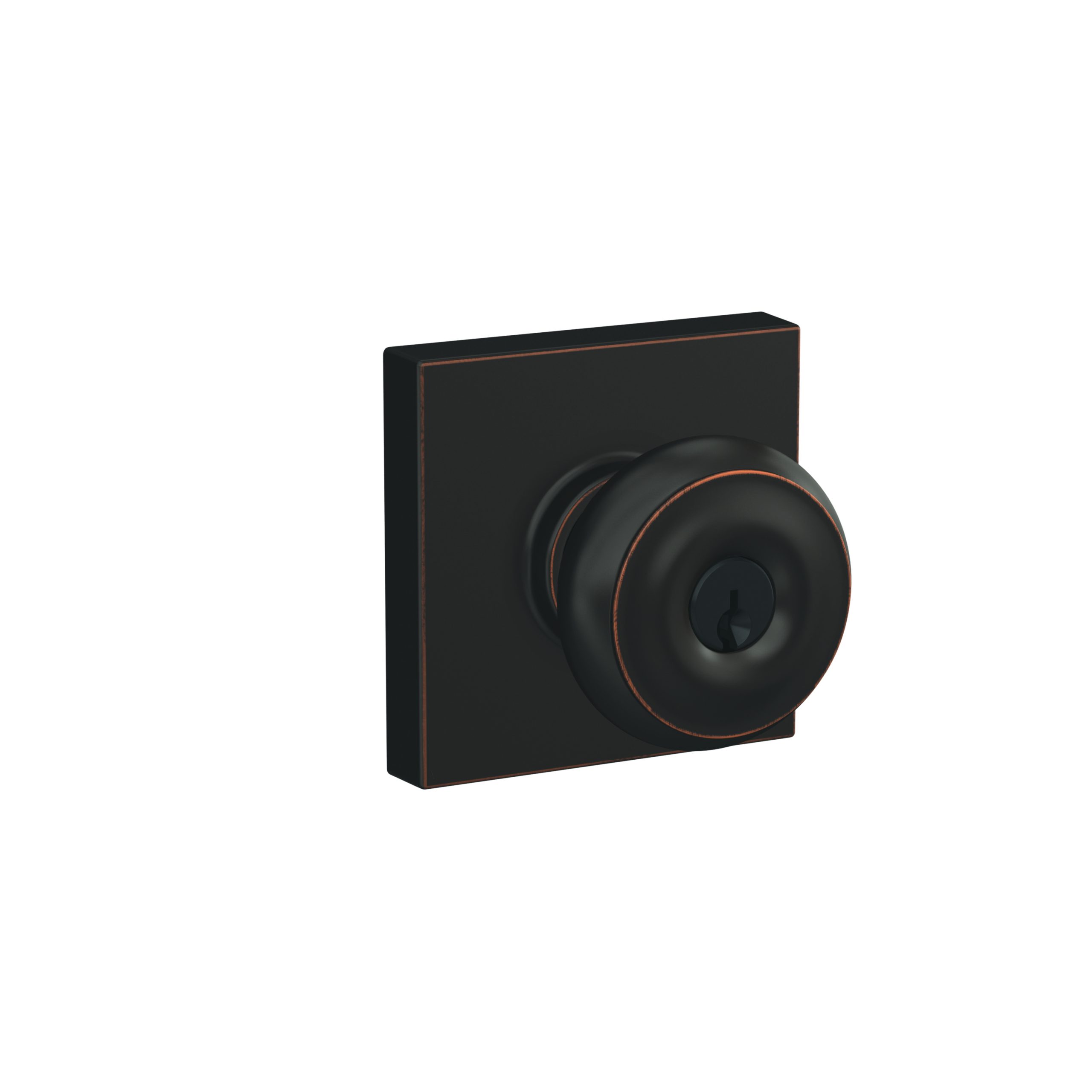 Schlage F51AGEO716COL Schlage Georgian Knob with Collins Rose Keyed Entry Lock, Aged Bronze