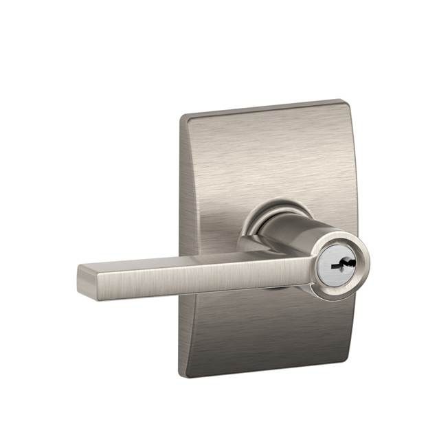 Schlage F51ALAT619CEN Latitude Lever Century Rose Keyed Entry Lock C Keyway Satin Nickel