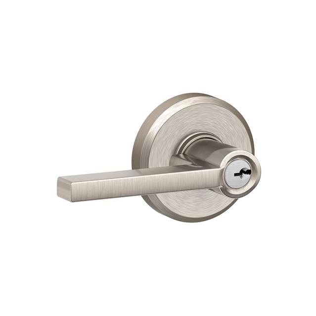 Schlage F51ALAT619GSN Latitude Lever with Greyson Rose Keyed Entry Lock, Satin Nickel Finish