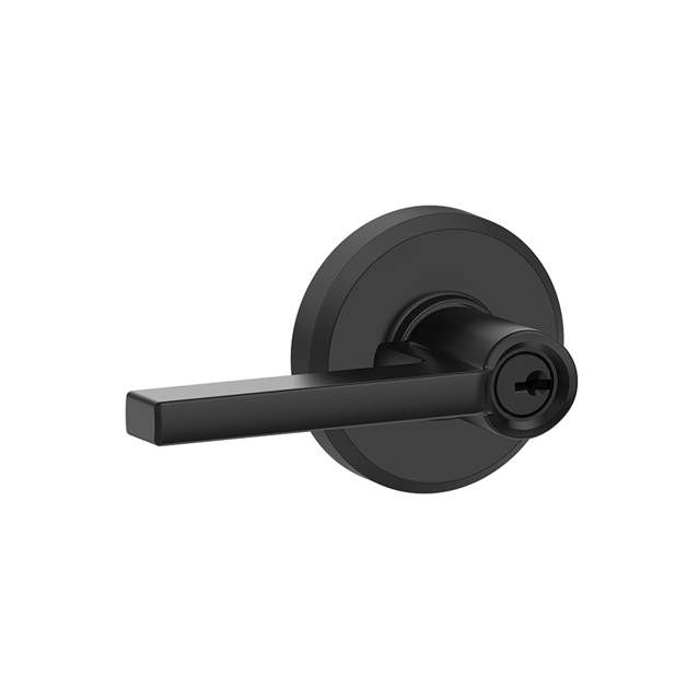 Schlage F51ALAT622GSN Latitude Lever with Greyson Rose Keyed Entry Lock, Matte Black Finish
