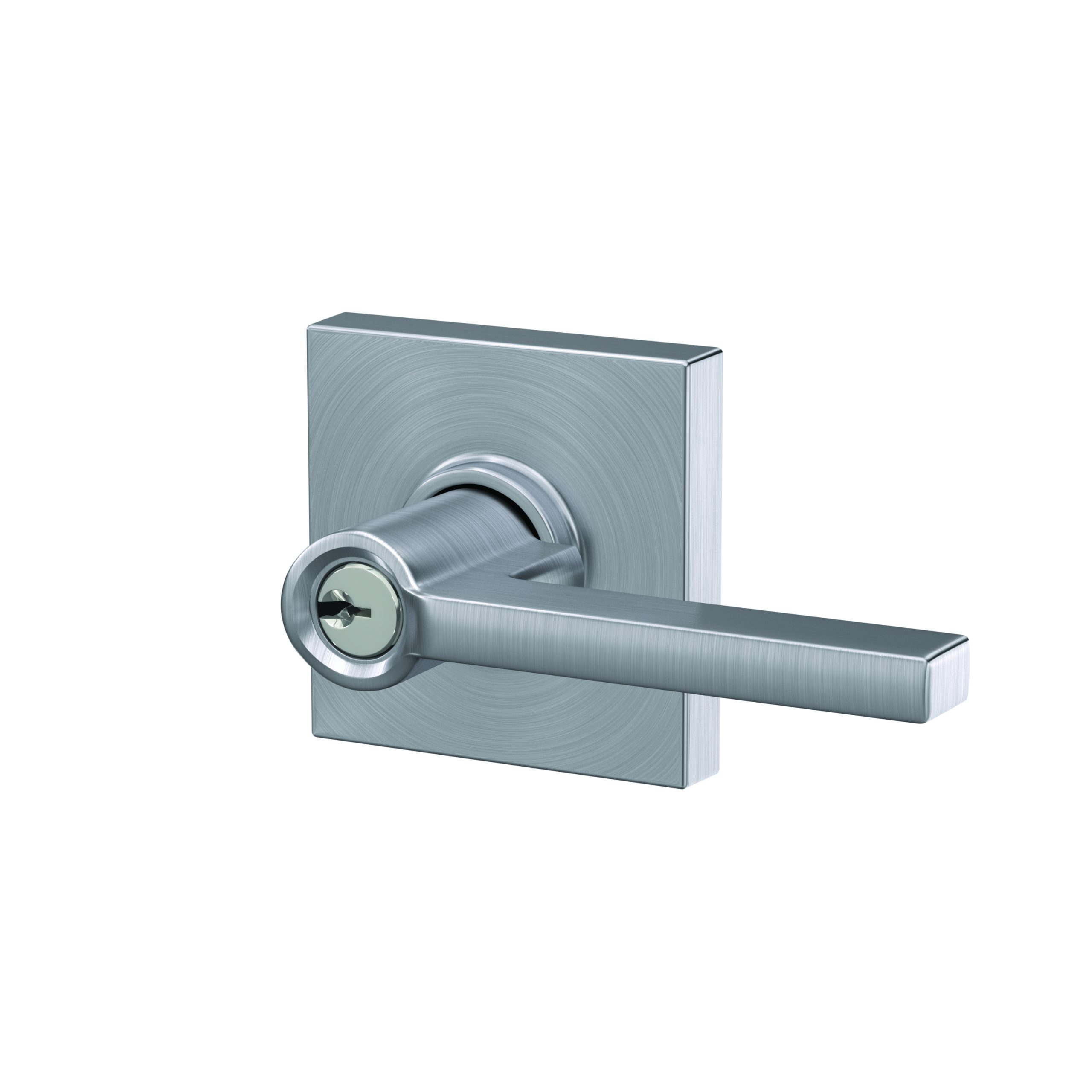 Schlage F51ALAT626COL Schlage Latitude Lever with Collins Rose Keyed Entry Lock, Satin Chrome