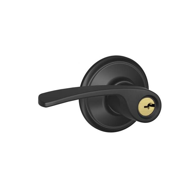 Schlage F51AMER622 Merano Keyed Entry Lever Lock, C Keyway, Matte Black Finish