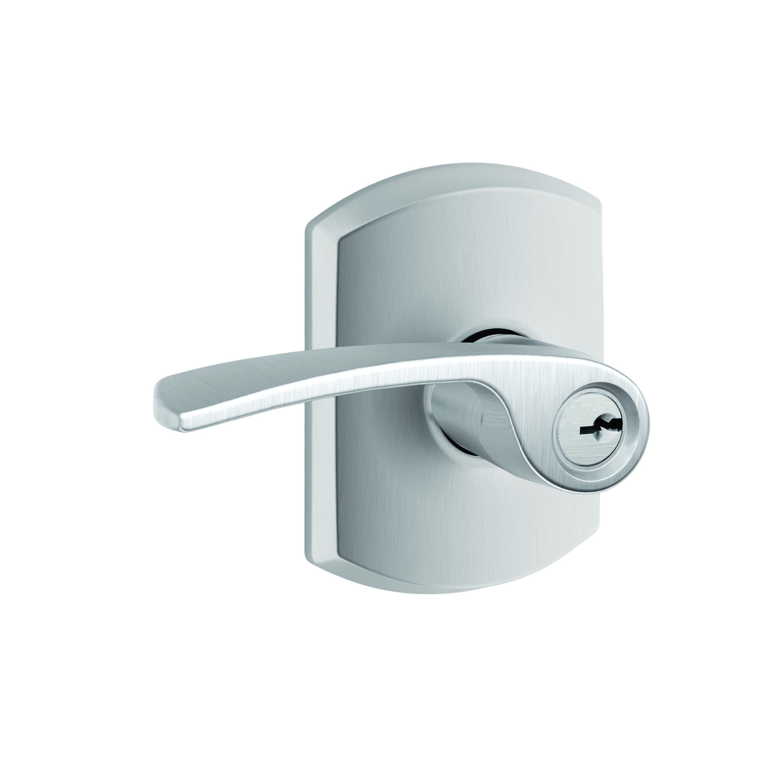 Schlage F51AMER626GRW Merano Lever with Greenwich Rose Keyed Entry Lock, Satin Chrome Finish