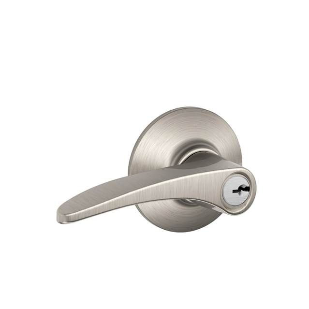 Schlage F51AMNH619 Manhattan Keyed Entry Lever Lock, Satin Nickel, C Keyway, 16211 Latch