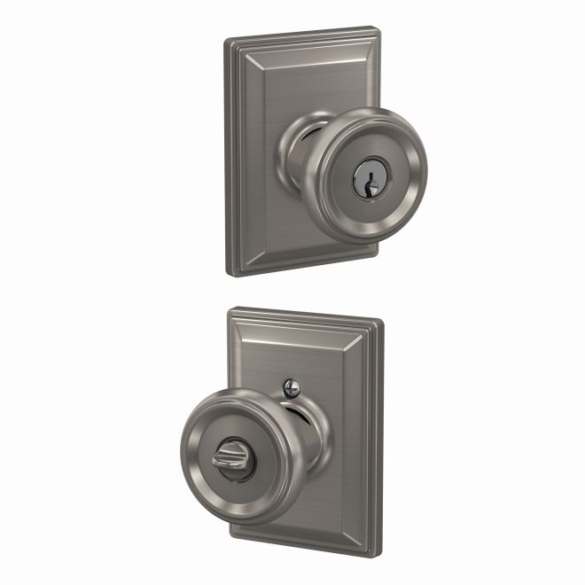 Schlage F51AOFM619GDV Schlage Custom Offerman Knob with Grandville Rose Keyed Entry Lock, Satin Nickel