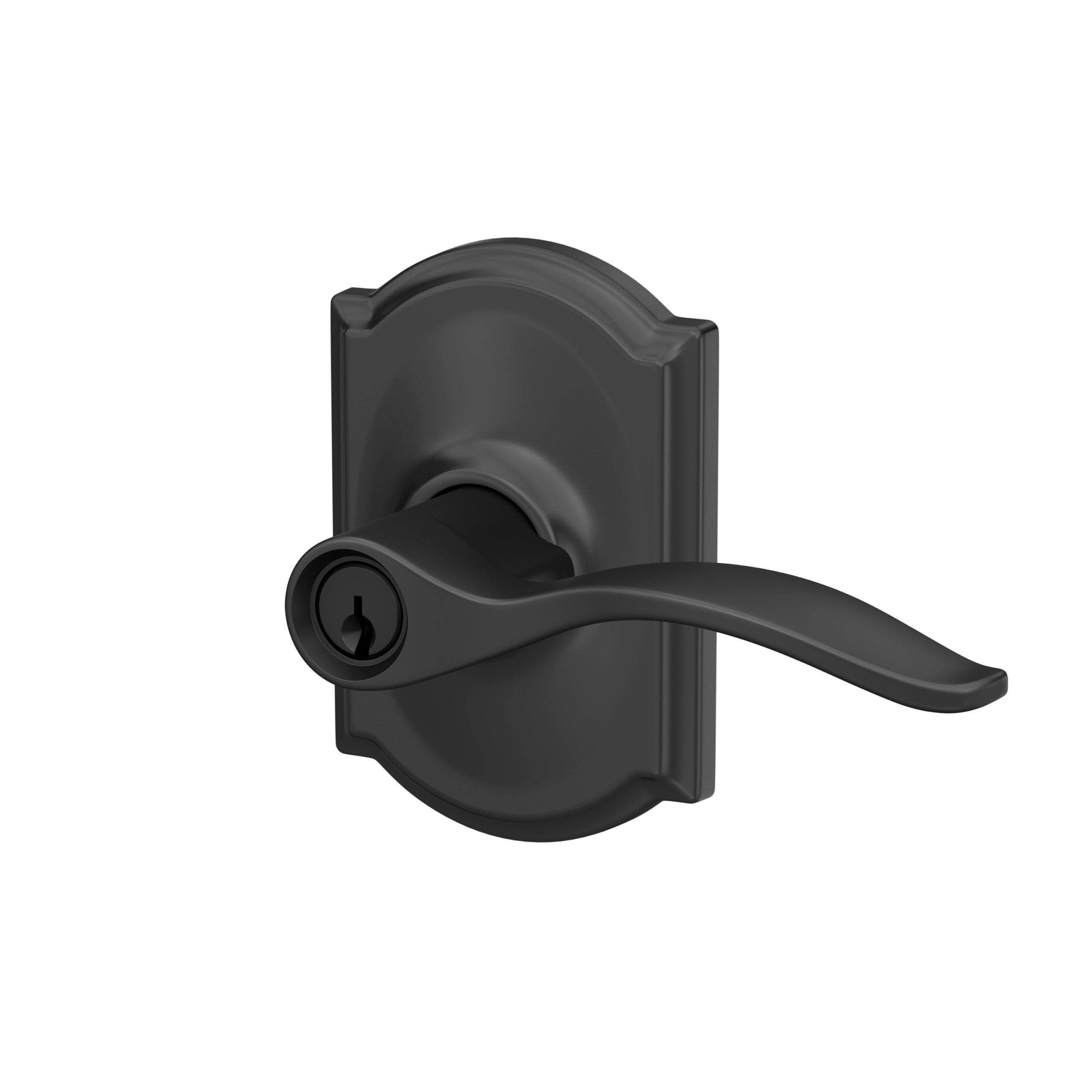 Schlage F51APEN622CAM Schlage Custom Pennant Lever Keyed Entry Lock, Matte Black, C Keyway