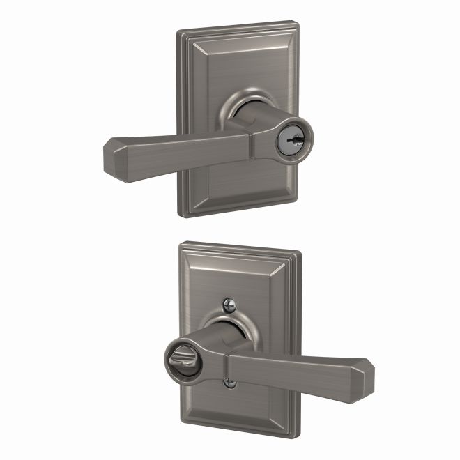 Schlage F51ARVT619GDV Schlage Rivington Lever with Grandville Rose Keyed Entry Lock, Satin Nickel
