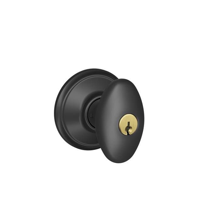 Schlage F51ASIE622 Siena Keyed Entry Knob Lock, C Keyway, Matte Black Finish