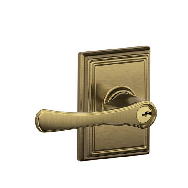 Schlage F51AVLA609ADD Avila Lever with Addison Rose Keyed Entry Lock, Antique Brass Finish