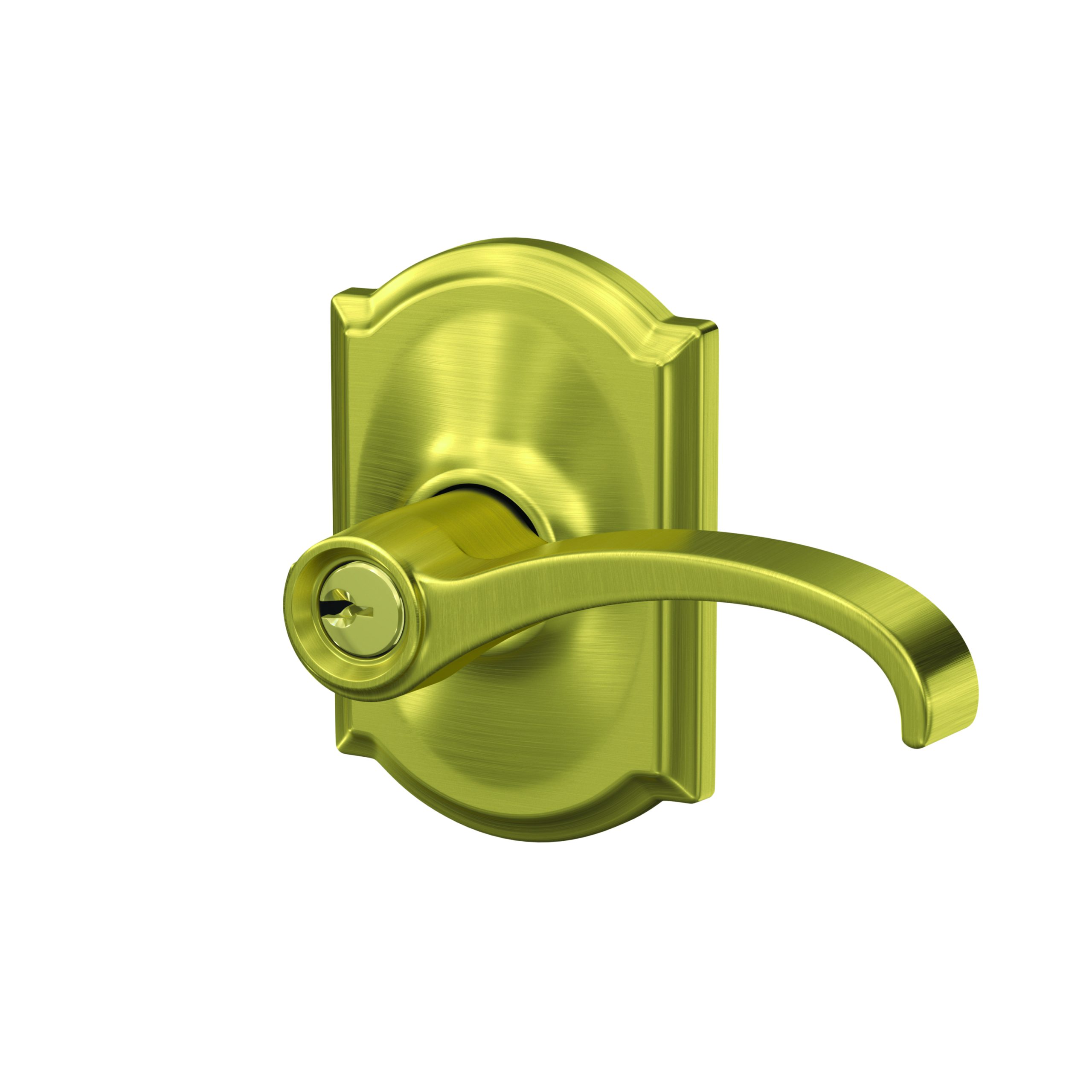Schlage F51AWIT608CAM Schlage Whitney Lever with Camelot Rose Keyed Entry Lock, Satin Brass