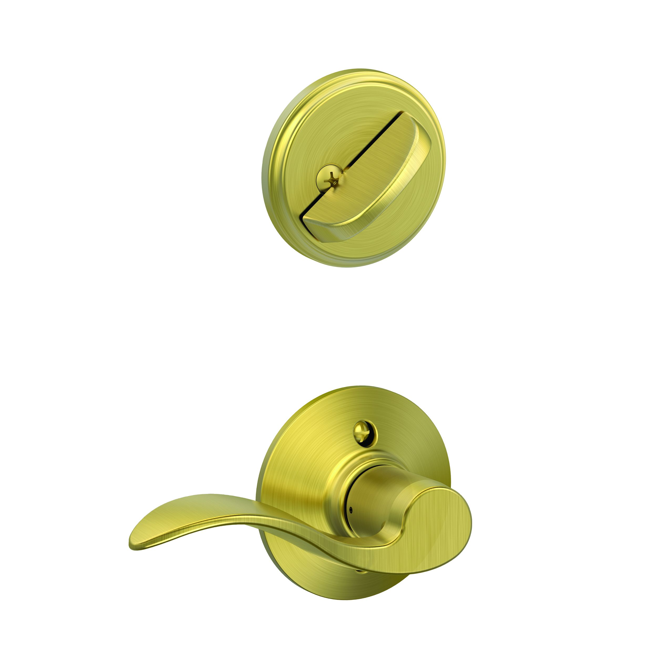 Schlage F59ACC608RH Right Hand Accent Lever Trim, 12326 Latch, 10269 Strikes, Satin Brass