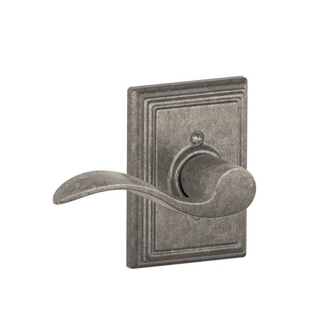 Schlage F59ACC621ADDLH Left Hand Accent Lever with Addison Rose, Distressed Nickel, Active Trim