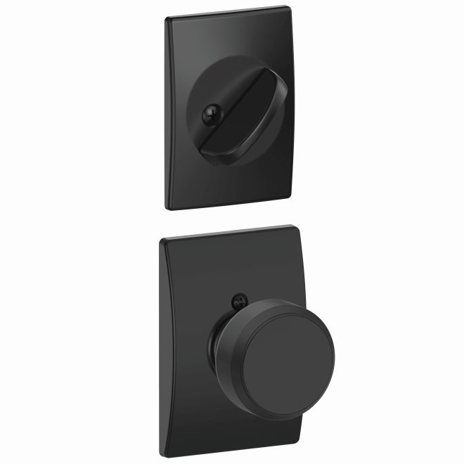 Schlage F59BWE622CEN Bowery Knob with Century Rose, Matte Black, 12326 Latch 10269 Strikes