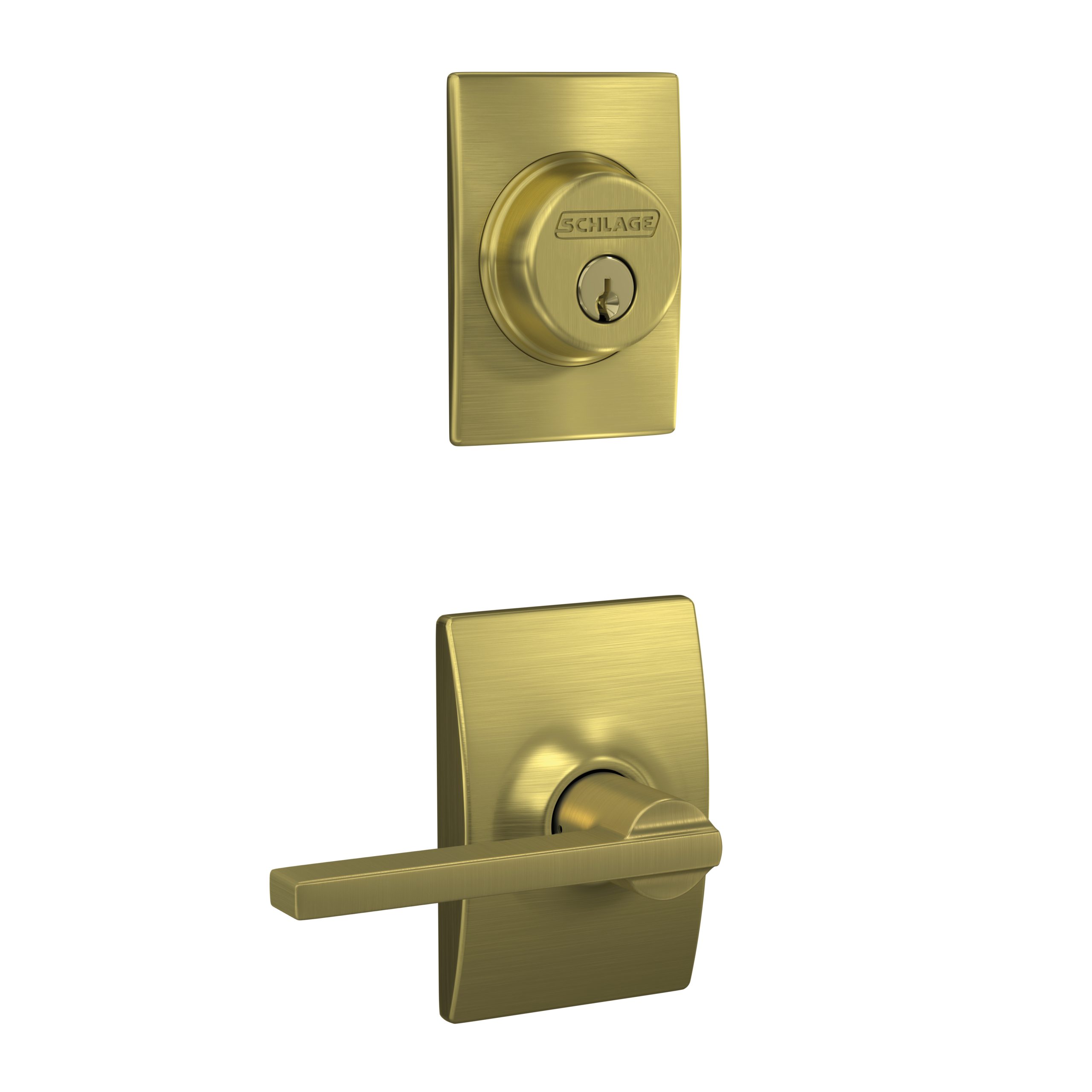 Schlage F59LAT608CEN Latitude Lever with Century Rose, Active Trim, Satin Brass Finish