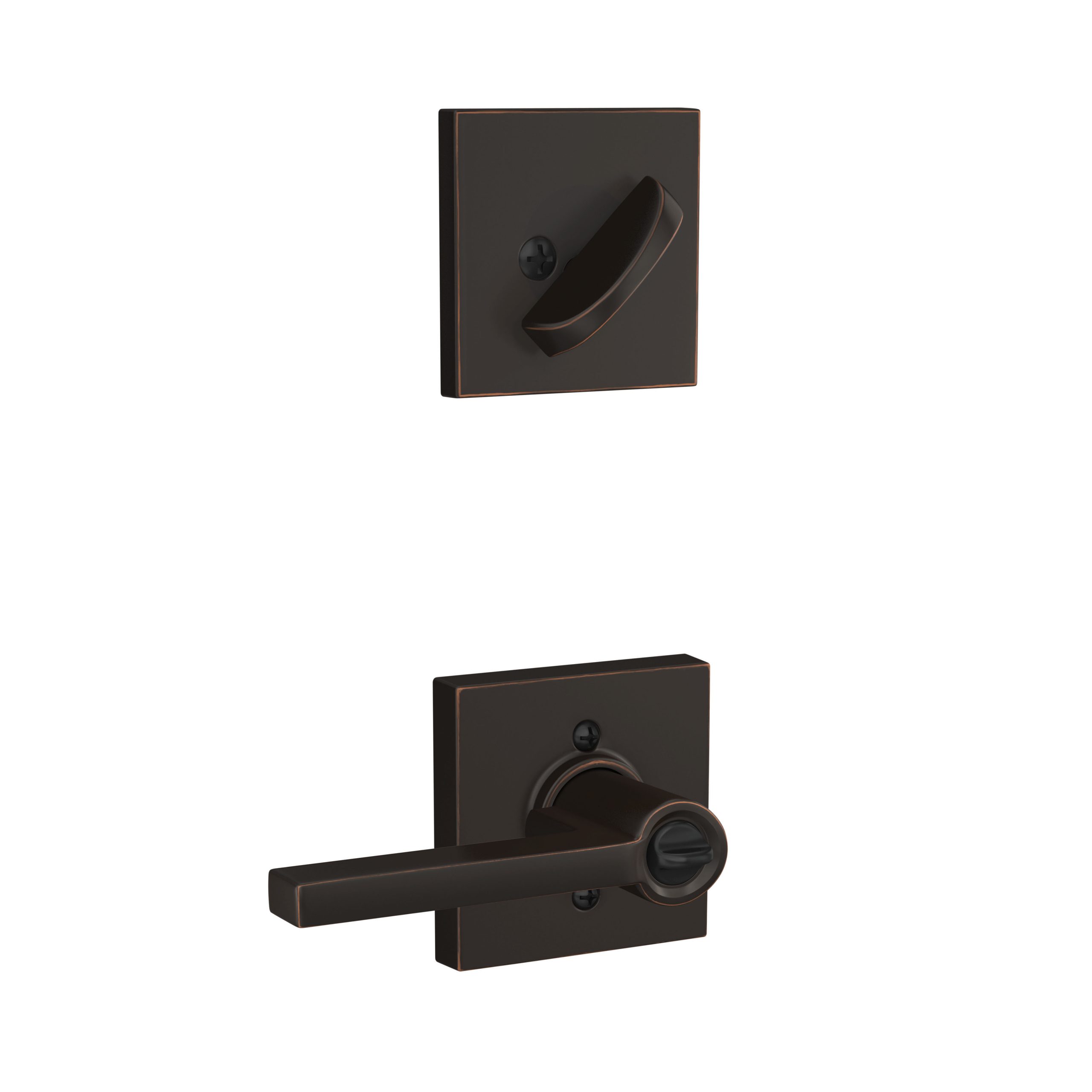 Schlage F59LAT716COL Latitude Lever with Collins Rose, Aged Bronze, Active Trim, Latch Strikes
