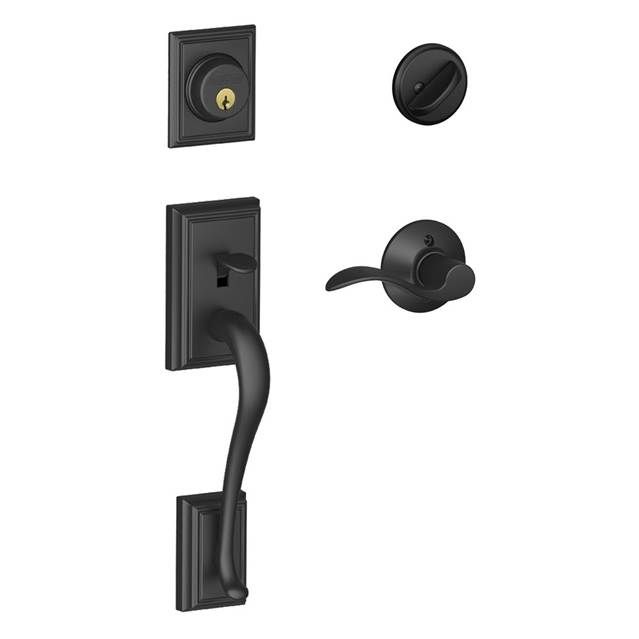 Schlage F60ADD622ACCRH Right Hand Addison Single Cylinder Handleset, Matte Black, C Keyway