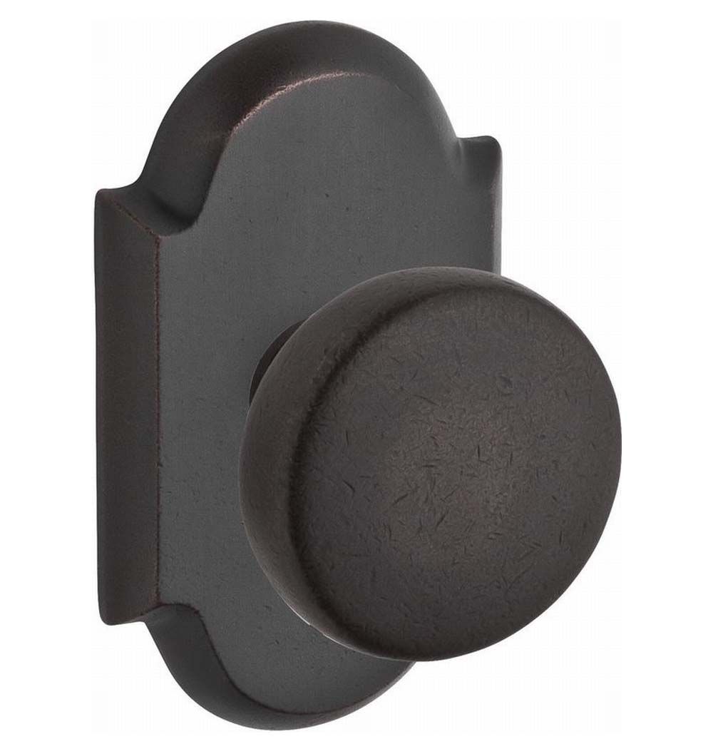 Baldwin FDRUSRAR481 Rustic Dummy Knob with Arch Rose, Dark Bronze Finish