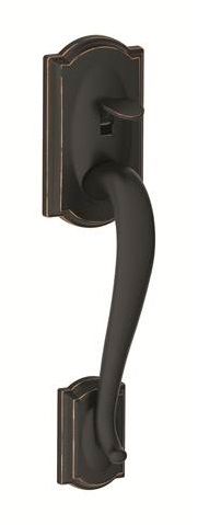 Schlage FE285CAM716ACCRH Right Hand Camelot Accent Lever Handleset, Aged Bronze Finish
