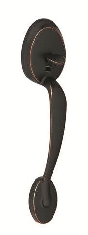 Schlage FE285PLY716GEO Plymouth Georgian Knob Handleset with 16080 Latch, Aged Bronze Finish